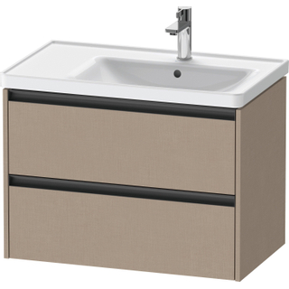 Duravit Ketho 2 wastafelonderbouwkast met 2 laden voor waskom rechts 78.4x45.5x54.9cm met grepen antraciet Linnen mat