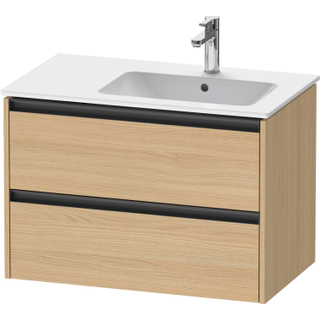 Duravit Ketho 2 wastafelonderbouwkast met 2 laden voor waskom rechts 81x48x54.9cm met grepen antraciet natuur eiken mat