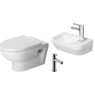 Duravit Durastyle Toiletset wandcloset spoelrandloos softclose fontein 1 kraangat rechts 36x22cm wit fonteinkraan chroom