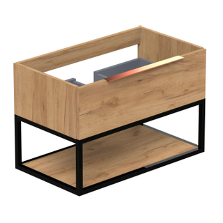 Thebalux Type onderbouwkast 80x45x50cm opbouwgreep koper 1 softclose lades standaard greep MDF/spaanderplaat/metaal carbon wood