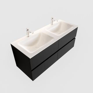 MONDIAZ VICA Badkamermeubelset - 120cm - 4 lades - wasbak Cloud dubbel - 2 kraangaten - solid surface urban