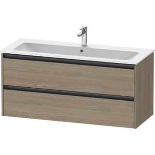 Duravit Ketho 2 wastafelonderbouwkast met 2 laden voor enkele wastafel 121x48x55cm met grepen antraciet eiken terra mat