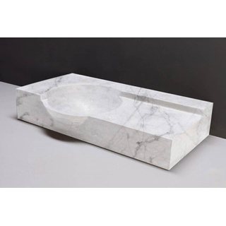 Forzalaqua Laguna wastafel 80x40x12cm Rechthoek 1 kraangat Natuursteen Carrara gepolijst