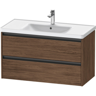 Duravit Ketho 2 wastafelonderbouwkast met 2 laden 98.4x45.5x54.9cm met grepen antraciet donker noten mat