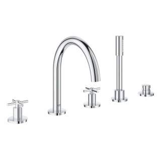 GROHE Atrio afbouwdeel 5-gats badrandcombinatie met omstel met handdouche met doucheslang 200cm met kruisgrepen chroom