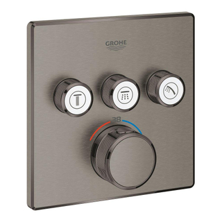 Grohe Grohtherm SmartControl Inbouwthermostaat - 4 knoppen - vierkant - brushed hard graphite