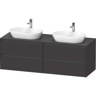 Duravit Ketho 2 wastafelonderbouwkast incl. consoleplaat met 4 laden voor dubbele waskommen 160x55x56.8cm met handgrepen antraciet grafiet supermat