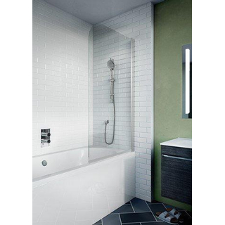 Crosswater Kai badwand 90x138cm 1 wand 6mm helder veiligheidsglas draaibaar aluminium zilver