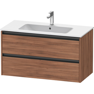 Duravit Ketho 2 wastafelonderbouwkast met 2 laden 101x48x55cm met grepen antraciet noten mat