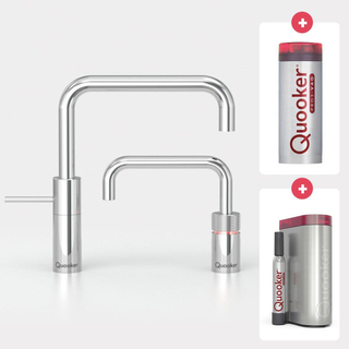 Quooker NL Nordic square kokendwaterkraan opbouw uittrekbare met Pro3 reservoir Chroom