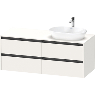 Duravit Ketho 2 wastafelonderbouwkast incl. consoleplaat met 4 laden voor waskom rechts 140x55x56.8cm met handgrepen antraciet wit supermat