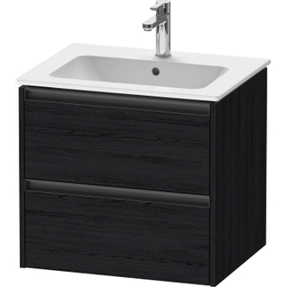 Duravit Ketho 2 wastafelonderbouwkast met 2 laden 61x48x55cm met grepen antraciet eiken zwart mat