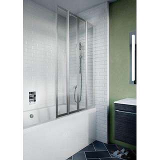 Crosswater Kai badwand 82x150.2cm 4 vouwwanden links 4mm helder veiligheidsglas aluminium zilver