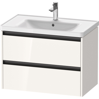 Duravit Ketho 2 wastafelonderbouwkast met 2 laden 78.4x45.5x54.9cm met grepen antraciet hoogglans wit