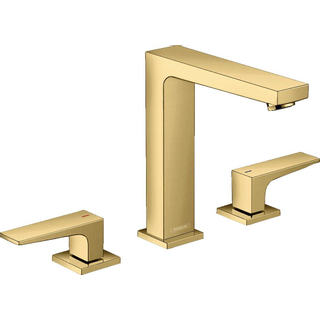 Hansgrohe Metropol wastafelkraan 160 met push open waste met voorsprong vaste uitloop 15.2cm polished gold