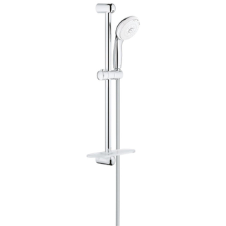 GROHE New Tempesta glijstangset met handdouche met 3 straalsoorten 9.5L/min. met zeepschaal 60cm met doucheslang 175cm chroom/wit