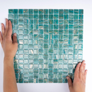 The Mosaic Factory Amsterdam mozaïektegel 2x2x0.4cm voor wand en vloer voor binnen en buiten vierkant Glas Turquoise