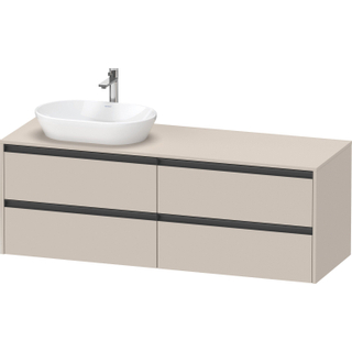 Duravit Ketho 2 wastafelonderbouwkast incl. consoleplaat met 4 laden voor waskom links 160x55x56.8cm met handgrepen antraciet taupe mat