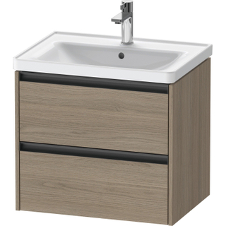 Duravit Ketho 2 wastafelonderbouwkast met 2 laden 63.4x45.5x54.9cm met grepen antraciet eiken terra mat