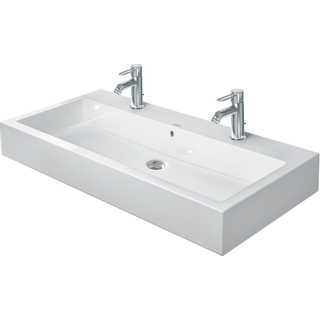 Duravit Vero wastafel onderzijde geslepen 100x47cm met 2 kraangaten met overloop met wondergliss wit