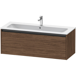 Duravit Ketho 2 wastafelonderbouwkast met 1 lade voor enkele wastafel 121x48x44cm met greep antraciet donker noten mat