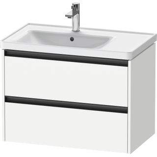 Duravit Ketho 2 wastafelonderbouwkast met 2 laden voor waskom links 78.4x45.5x54.9cm met grepen antraciet wit mat