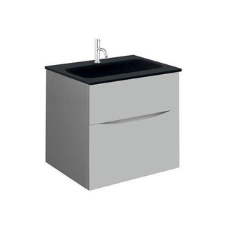 Crosswater Glide II Badmeubelset - 50x45x52cm - 2 lades - greeploos -wastafel zwart - kraangat - storm grey