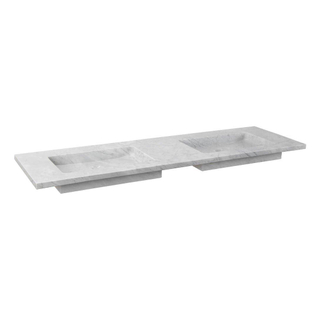 Forzalaqua Nova wastafel 140.5x51.5x9.5cm Rechthoek 0 kraangaten 2 wasbakken Natuursteen Carrara gepolijst