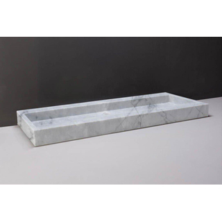 Forzalaqua Palermo wastafel 120.5x51.5x9cm Rechthoek 2 kraangaten Natuursteen Carrara gepolijst