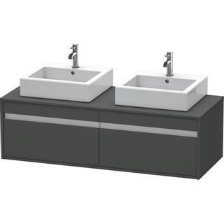 Duravit Ketho Wastafelonderkast 140x55x42.6cm 2 lades Standaard greep wasbak links en rechts met softclose spaanplaat Grafiet Mat