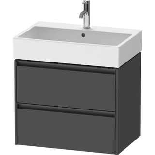 Duravit Ketho 2 wastafelonderbouwkast met 2 laden 68.4x46x54.9cm met grepen antraciet grafiet mat