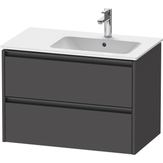 Duravit Ketho 2 wastafelonderbouwkast met 2 laden voor waskom rechts 81x48x54.9cm met grepen antraciet grafiet mat