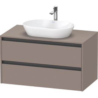 Duravit Ketho 2 wastafelonderbouwkast incl. consoleplaat met 2 laden 100x55x56.8cm met handgrepen antraciet basalt mat