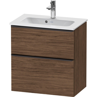 Duravit D-Neo wastafelonderkast 61x62.5x37.2cm 2 lades Noten (donker) Mat