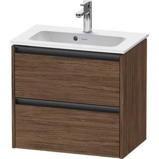 Duravit Ketho 2 wastafelonderbouwkast met 2 laden 61x39x54.9cm met grepen antraciet donker noten mat