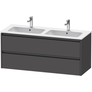 Duravit Ketho 2 wastafelonderbouwkast met 2 laden voor dubbele wastafel 128x48x55cm met grepen antraciet grafiet mat