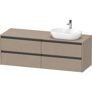 Duravit Ketho 2 wastafelonderbouwkast incl. consoleplaat met 4 laden voor waskom rechts 160x55x56.8cm met handgrepen antraciet Linnen mat