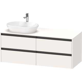 Duravit Ketho 2 wastafelonderbouwkast incl. consoleplaat met 4 laden voor waskom links 140x55x56.8cm met handgrepen antraciet wit supermat