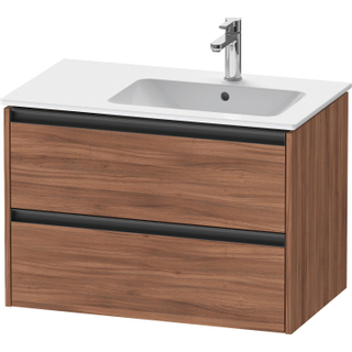 Duravit Ketho 2 wastafelonderbouwkast met 2 laden voor waskom rechts 81x48x54.9cm met grepen antraciet noten mat