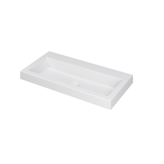 INK Dock wastafel - 80x40x6cm - 1 wasbak - 0 kraangaten - polystone wit mat