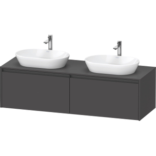 Duravit Ketho 2 wastafelonderbouwkast incl. consoleplaat met 2 laden voor dubbele waskommen 160x55x45.9cm met handgrepen antraciet grafiet mat