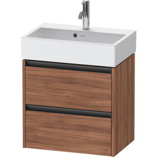 Duravit Ketho 2 wastafelonderbouwkast met 2 laden 58.4x39x54.9cm met grepen antraciet noten mat