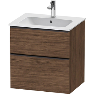 Duravit D-Neo wastafelonderkast 61x62.5x46.2cm 2 lades Noten (donker) Mat