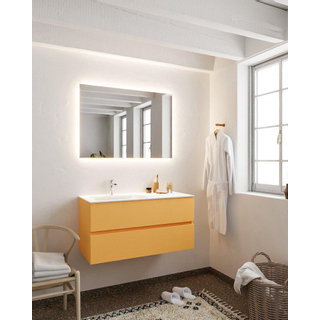 MONDIAZ VICA Badkamermeubelset - 100cm - 2 lades - wasbak Cloud links - 1 kraangat - solid surface ocher