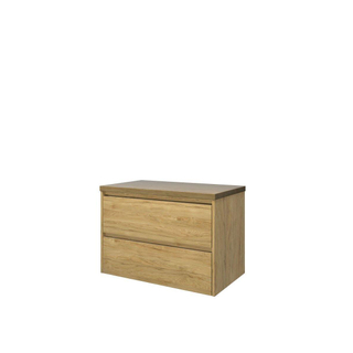 Proline Top badkamermeubelset - 80x46x55.2cm - wastafelblad - symmetrisch - MFC Ideal oak