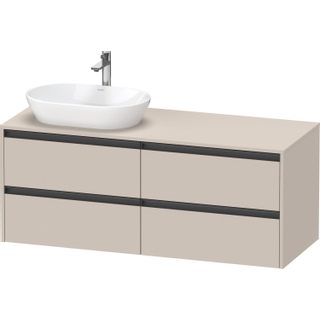 Duravit Ketho 2 wastafelonderbouwkast incl. consoleplaat met 4 laden voor waskom links 140x55x56.8cm met handgrepen antraciet taupe mat