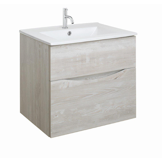 Crosswater Glide II Wastafelonderkast - 60x45x52cm - 2 lades - greeploos - Nordic Oak