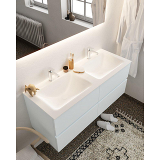 MONDIAZ VICA Badkamermeubelset - 120cm - 4 lades - wasbak Cloud dubbel - 2 kraangaten - solid surface clay