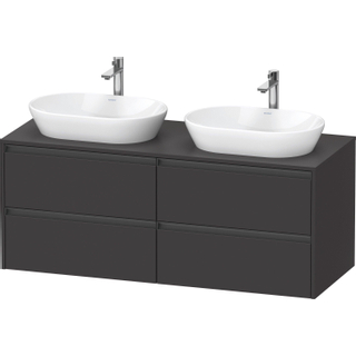 Duravit Ketho 2 wastafelonderbouwkast incl. consoleplaat met 4 laden voor dubbele waskommen 140x55x56.8cm met handgrepen antraciet grafiet supermat