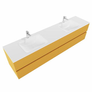 MONDIAZ VICA Badkamermeubelset - 200cm - 4 lades - wasbak Cloud dubbel - 2 kraangaten - solid surface ocher